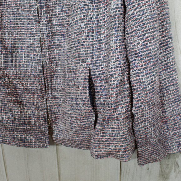 Elana By Tanner 100% Multicolor Silk Textured Full Zip Lined Jacket Size 20 - Picture 3 of 11